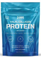Sunna Supplements halal bovine collagen tub closeup showing premium peptides for hair and skin health