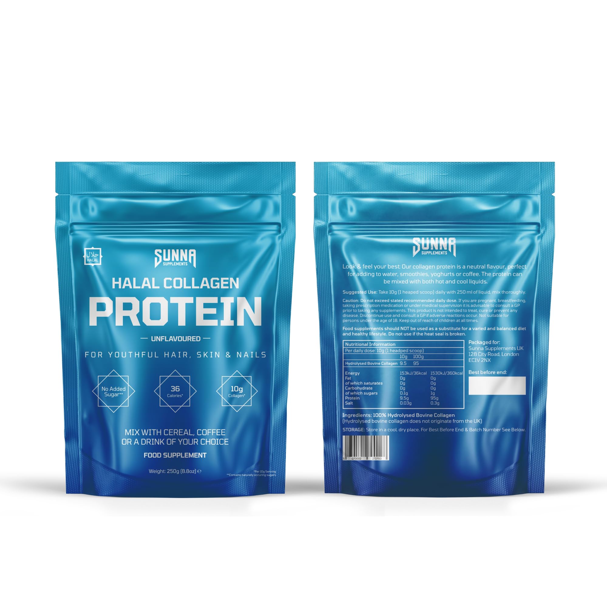 Sunna Supplements powder texture close-up suggests smooth mixability in beverages