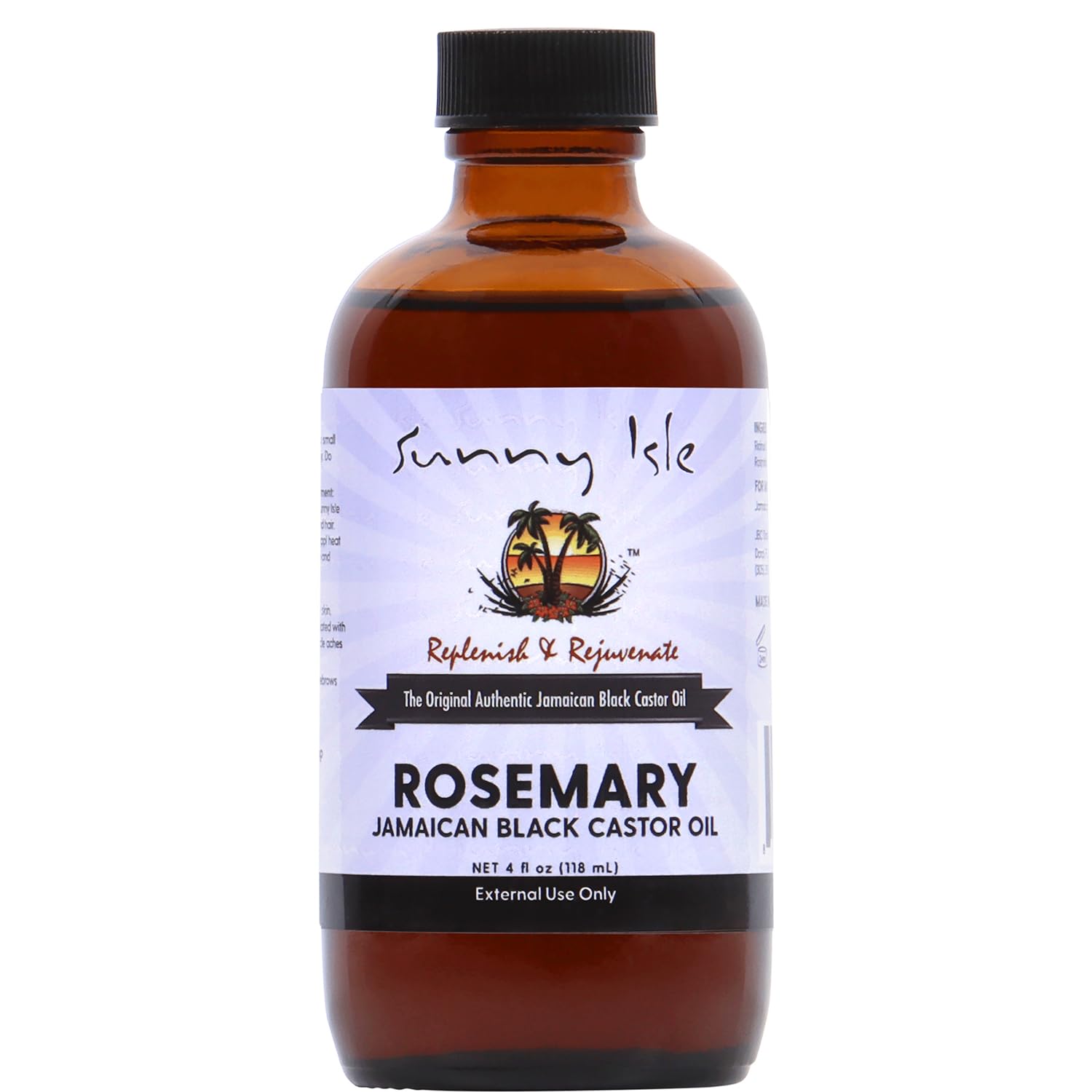 Sunny Isle rosemary Jamaican Black Castor Oil 4oz bottle for scalp hydration.