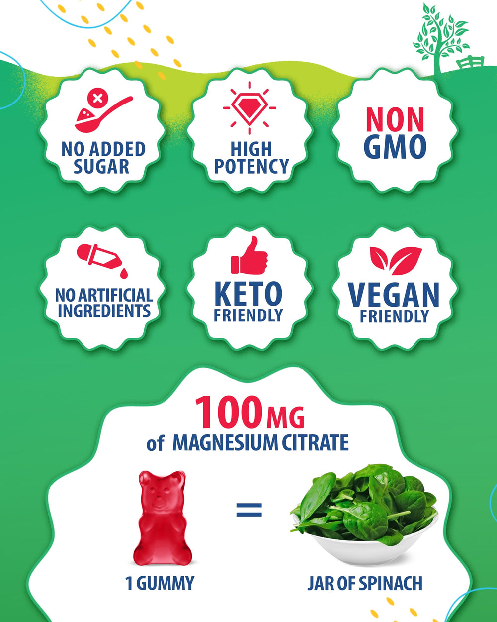 Sunny Sam kids magnesium gummies with easy-chew texture.