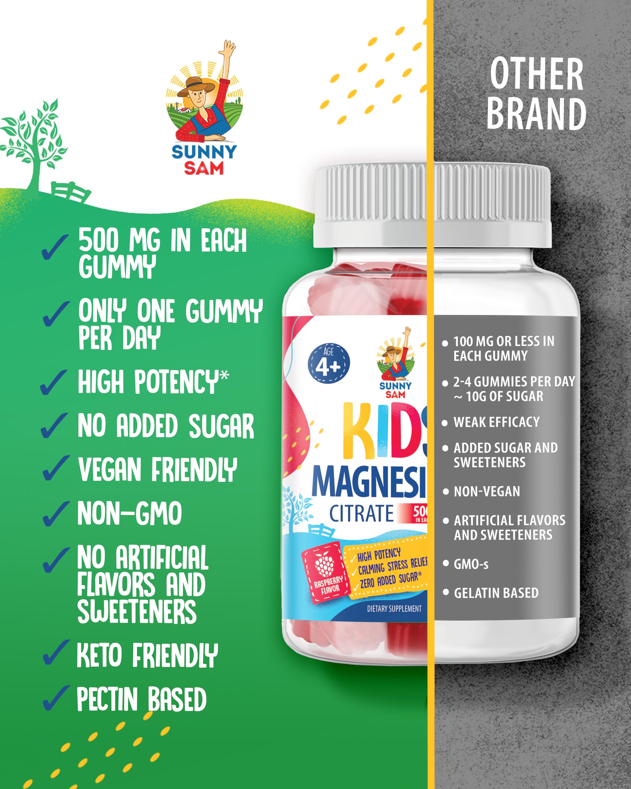 Sunny Sam natural vegetarian formula label emphasizes non-GMO, gluten-free ingredients