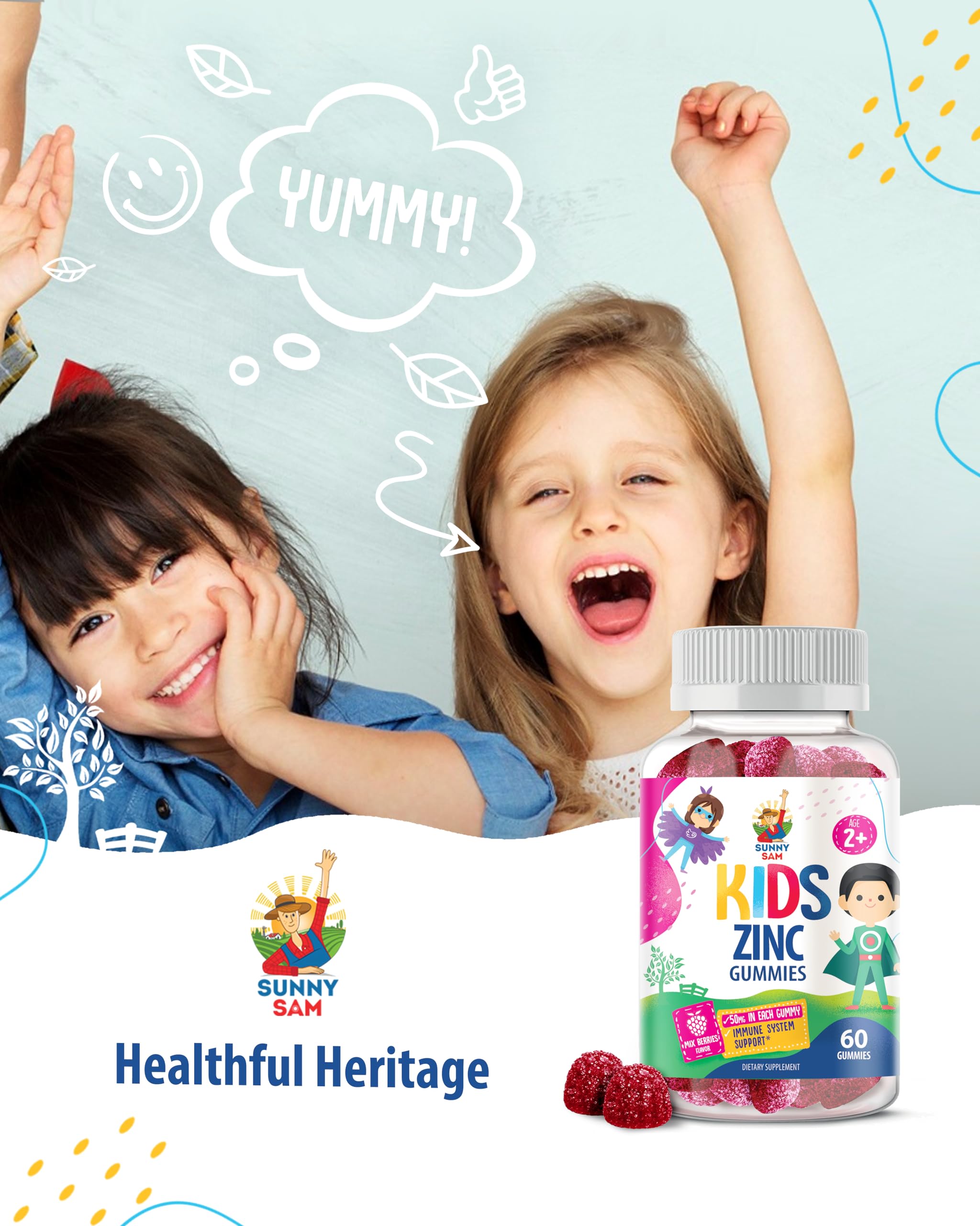 Pouring Sunny Sam zinc gummies from the bottle for daily use.