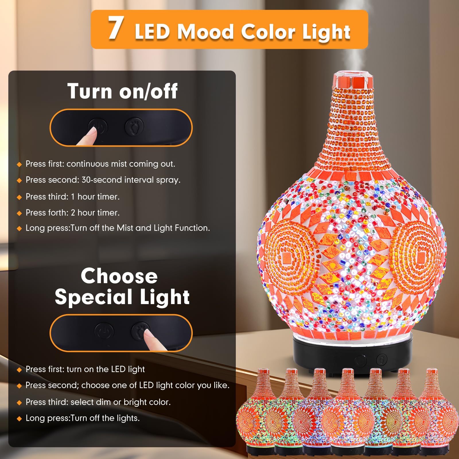 Sunseatop diffuser offers 7-color LED cycle for customizable mood lighting