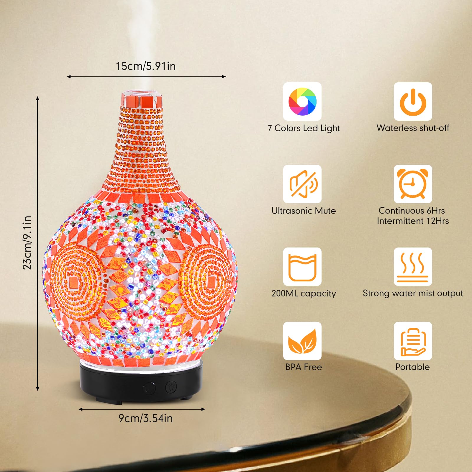 Sunseatop Tiffany-style diffuser showcasing sunflower pattern enhances living room ambience