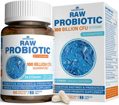 Sunshine & Rain Raw Probiotics bottle for daily digestive support
