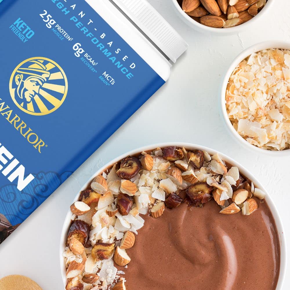 Sunwarrior BCA amino acids vegan protein scoop highlights complete amino acid support.