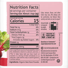 Sunwarrior Beet Root Powder spoonful showing natural color and fiber.