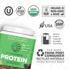 Sunwarrior brown rice protein powder shake scene ideal for post workout plant-based recovery.