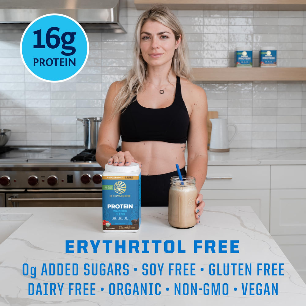 Sunwarrior chocolate protein bowl smoothie prepared for consumption