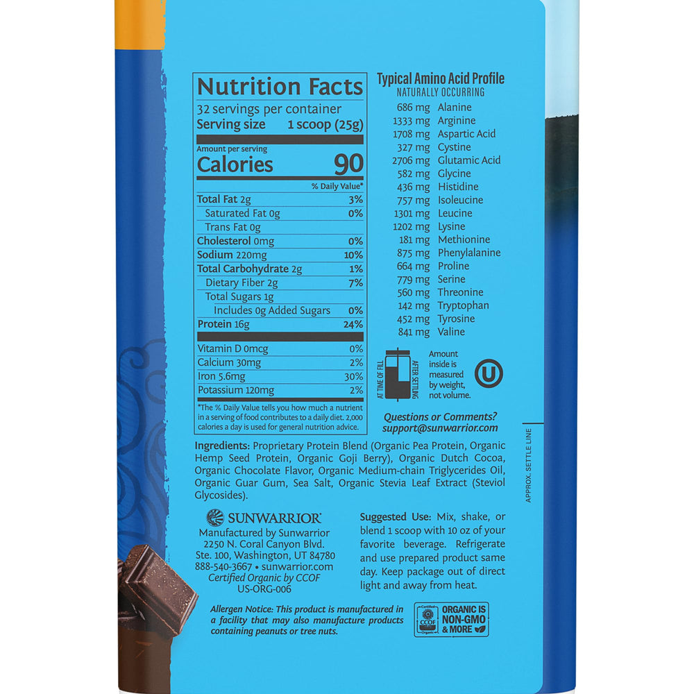 Sunwarrior chocolate protein shake glass ready for post-workout smoothie