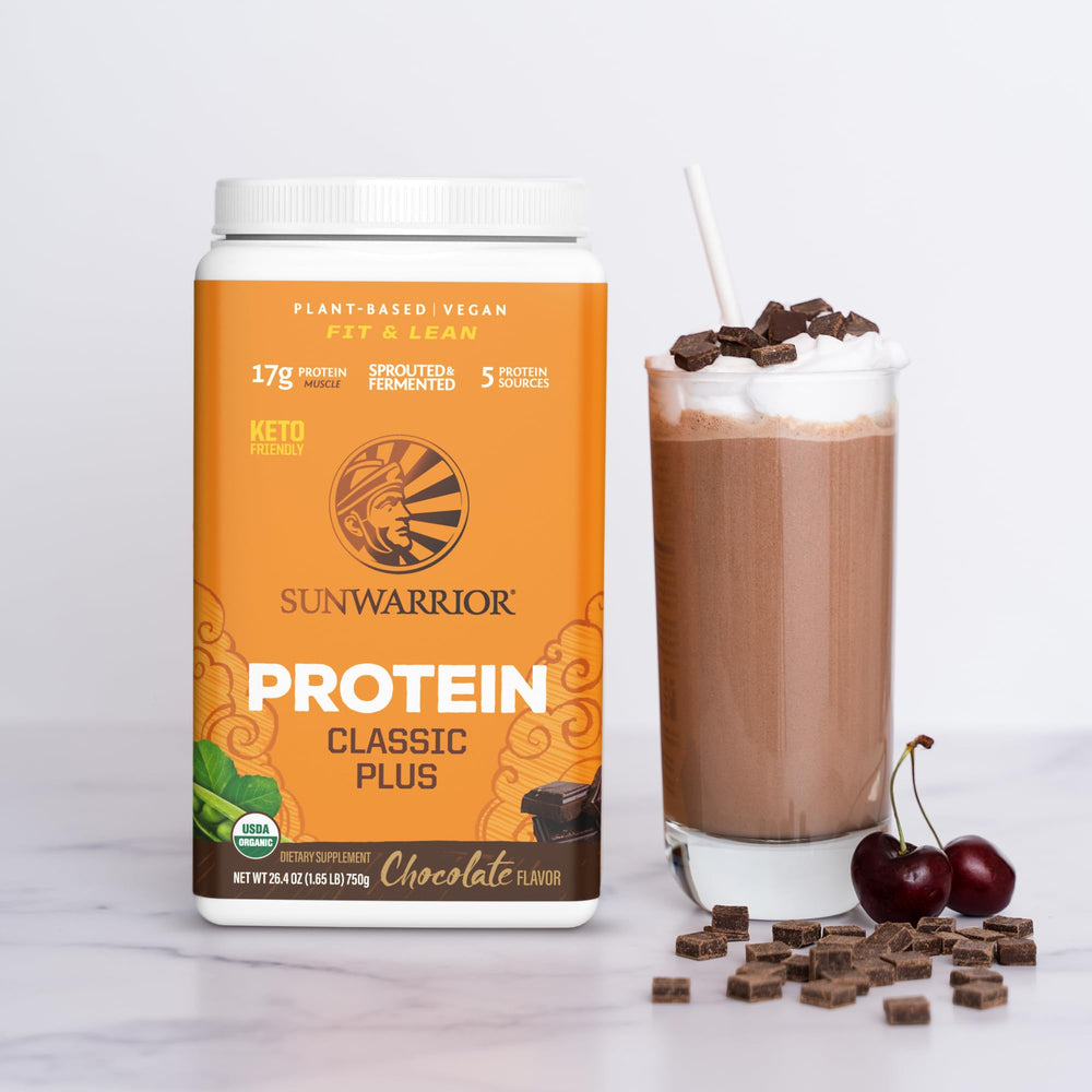 Sunwarrior Classic Plus chocolate bulk pack highlighting value for regular plant-based nutrition.