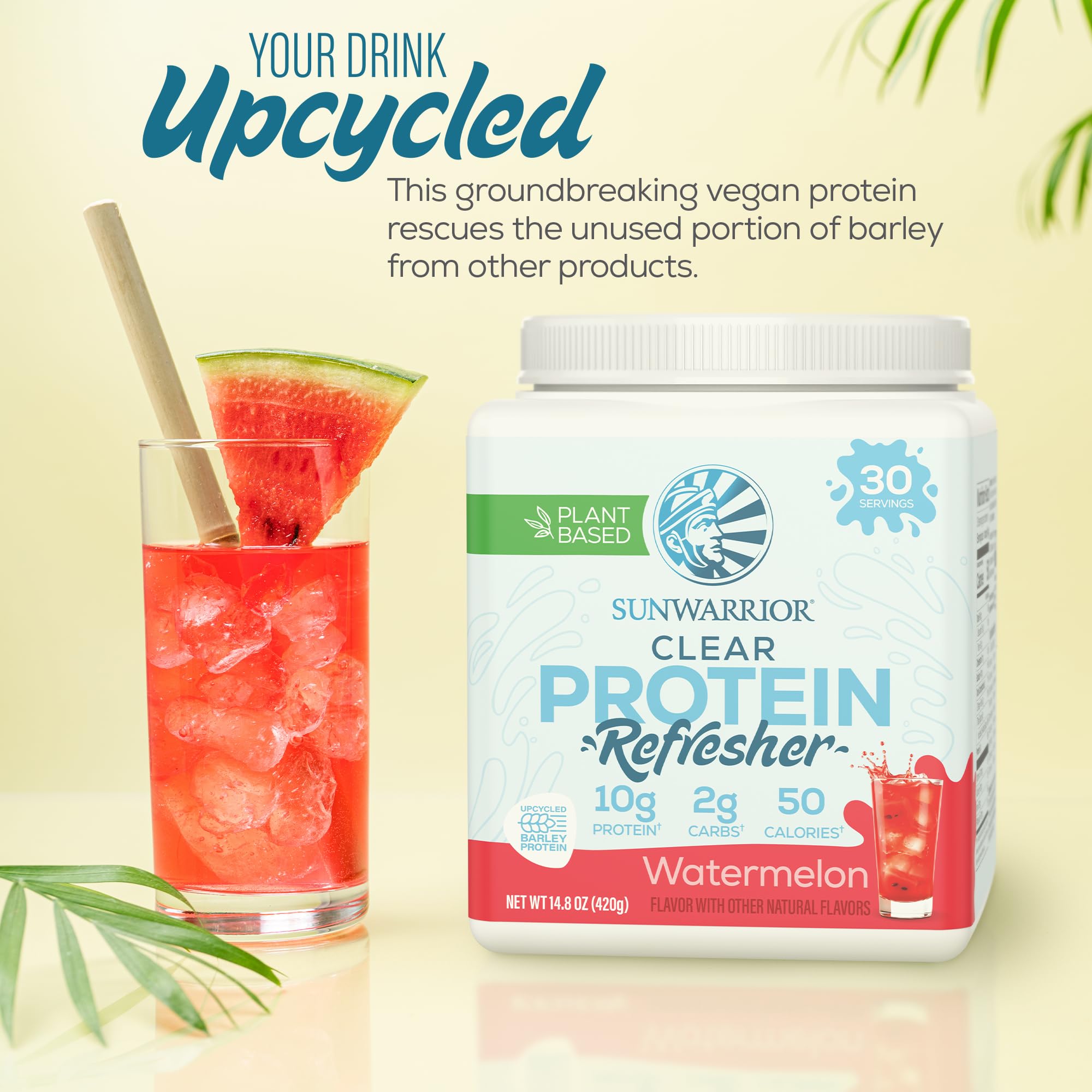 Sunwarrior Clear Protein bottle shows organic flavors and clean ingredients.