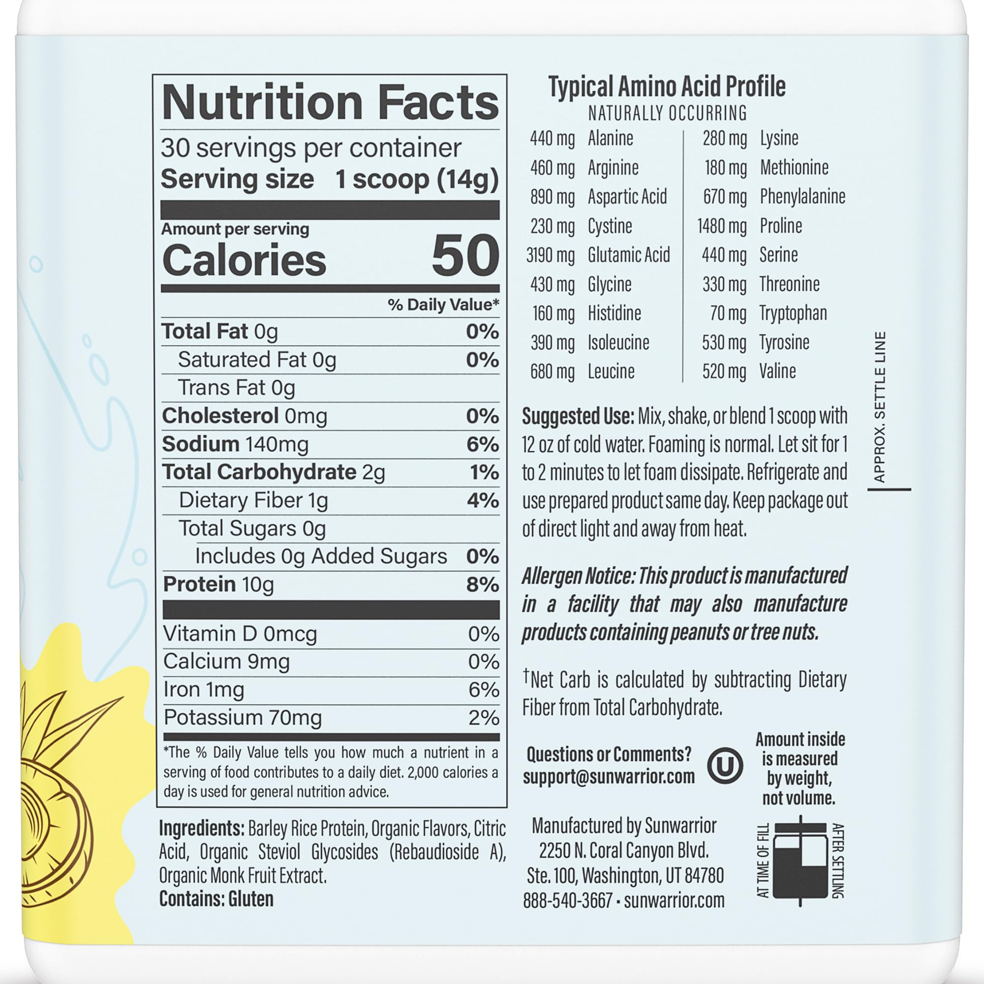Sunwarrior Clear Protein Refresh pineapple coconut glass pour for post-workout hydration.