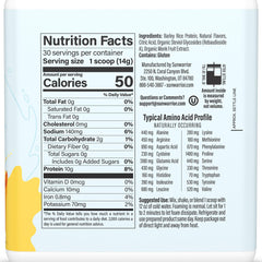 Pouring Sunwarrior Clear Protein Peach Mango into a glass shows a light, refreshing protein boost.