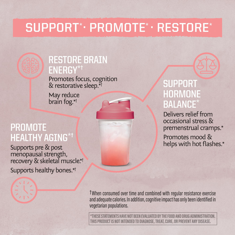 Sunwarrior Creatine for Women bottle pour demonstrates convenient serving during workouts.