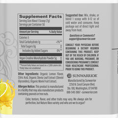 Sunwarrior Creatine Monohydrate Powder scoop demonstrates precise dosing for training gains.