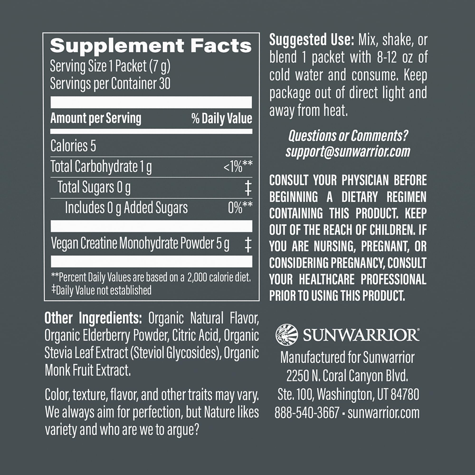 Scoop of Sunwarrior Creatine Monohydrate powder for convenient pre or post-workout use