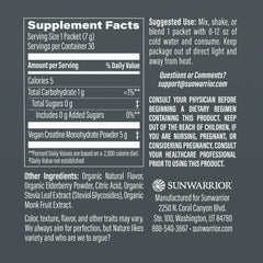 Scoop of Sunwarrior Creatine Monohydrate powder for convenient pre or post-workout use