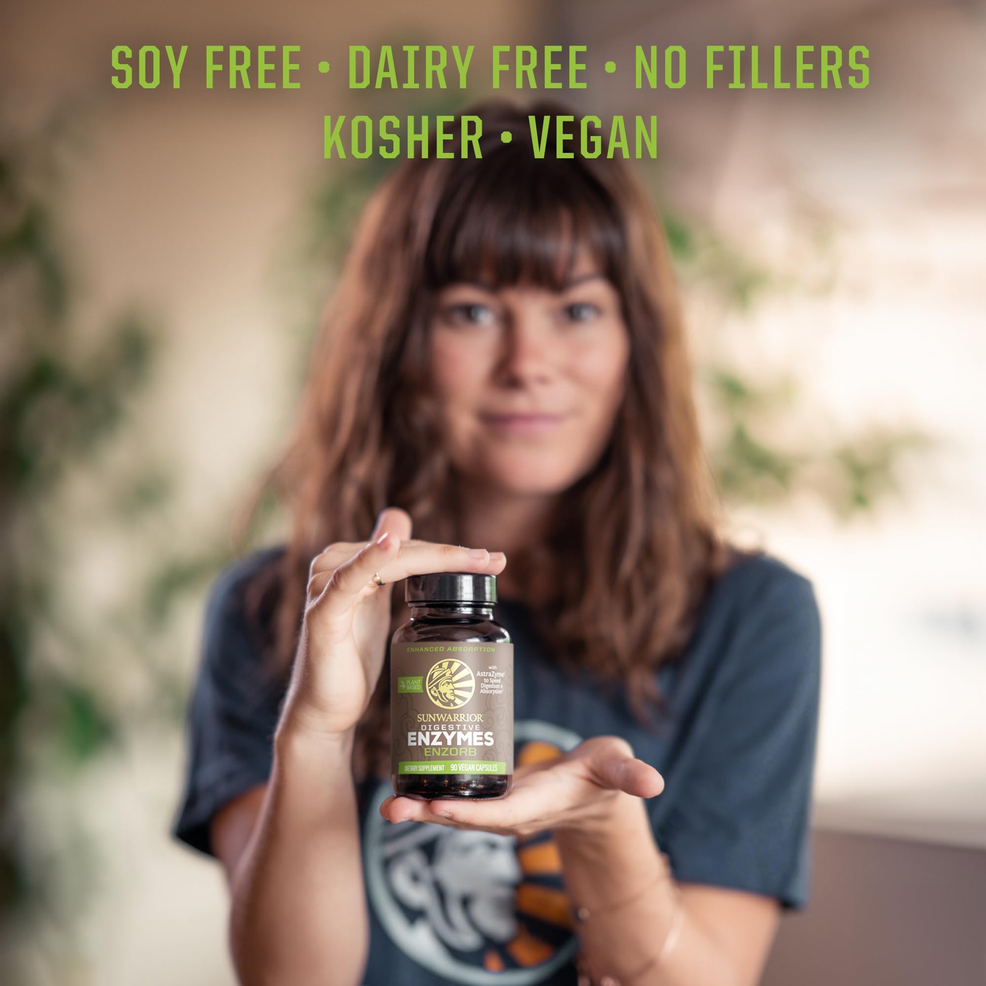 Bottled Sunwarrior Enzorb capsules pouring for daily use