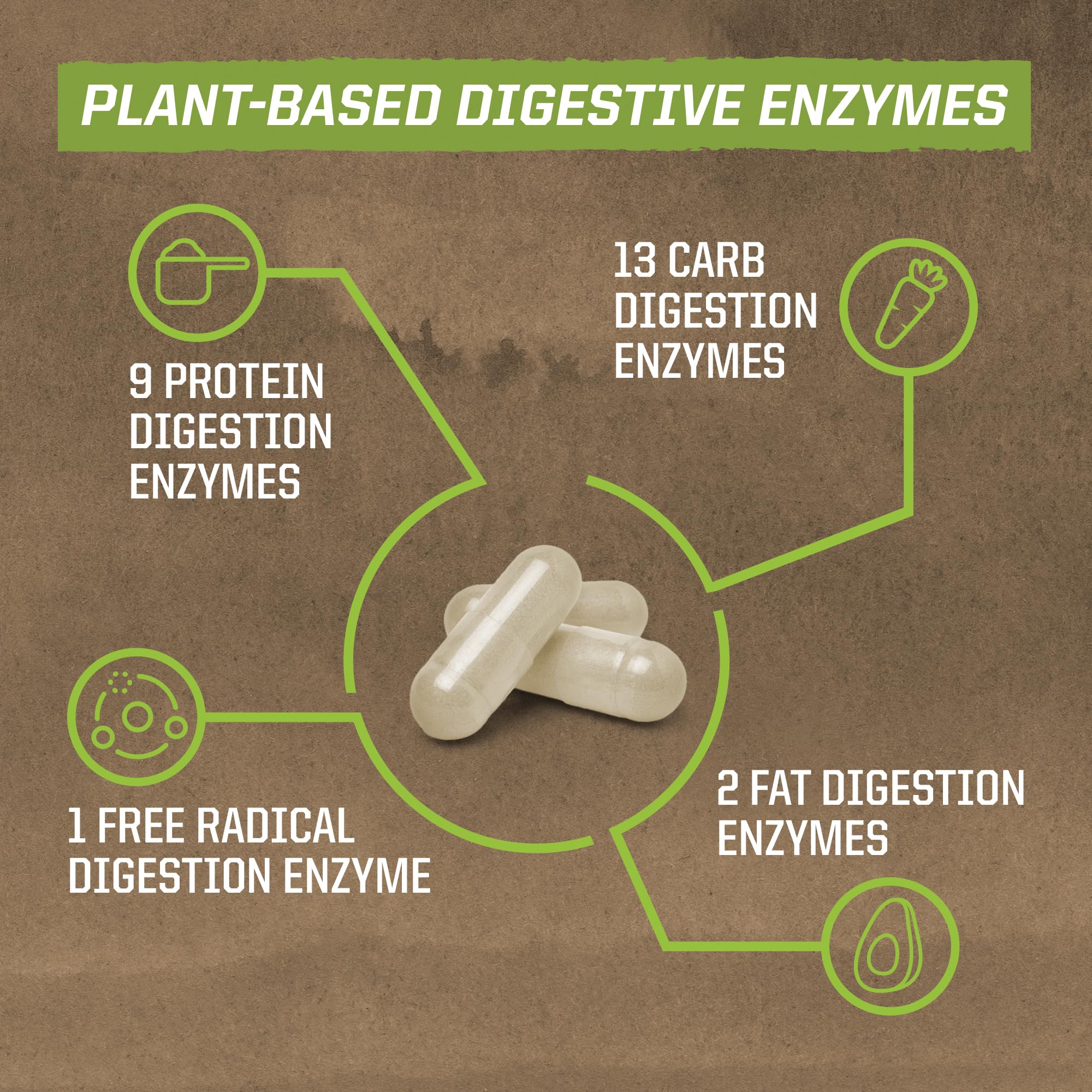 Close-up of Enzorb capsules emphasizing plant-based formula