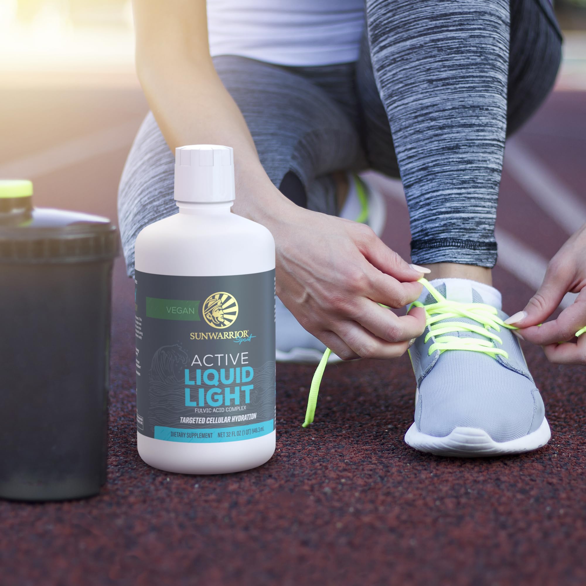 Sunwarrior Fulvic Acid Drops lemon water illustrates tangy flavor.
