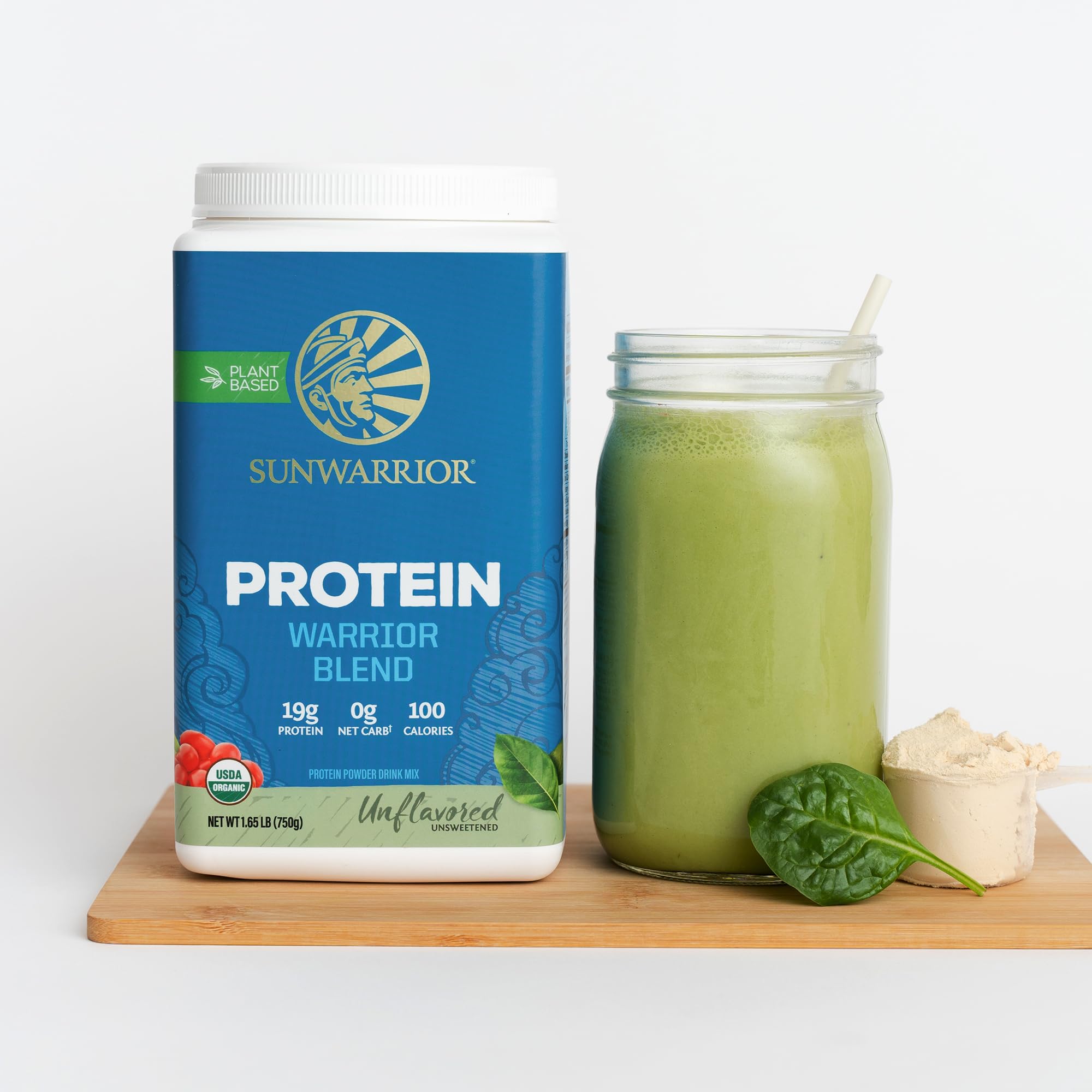 Sunwarrior ingredient close-up with pea-hemp-goji for recipes