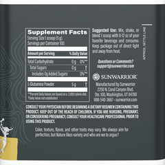 Sunwarrior L-Glutamine scoop helps measure precise servings for steady protein synthesis.