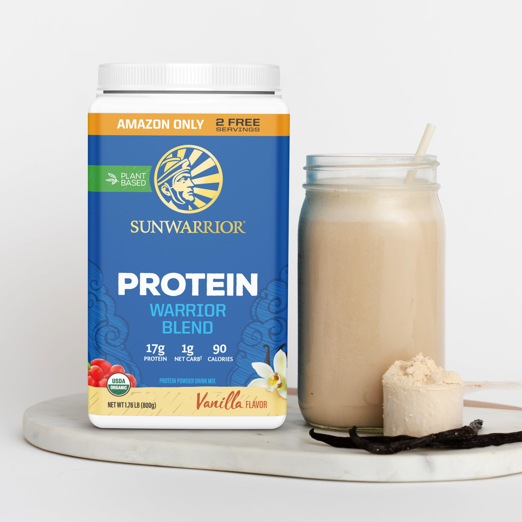 Sunwarrior non-GMO gluten-free label emphasizing clean ingredients