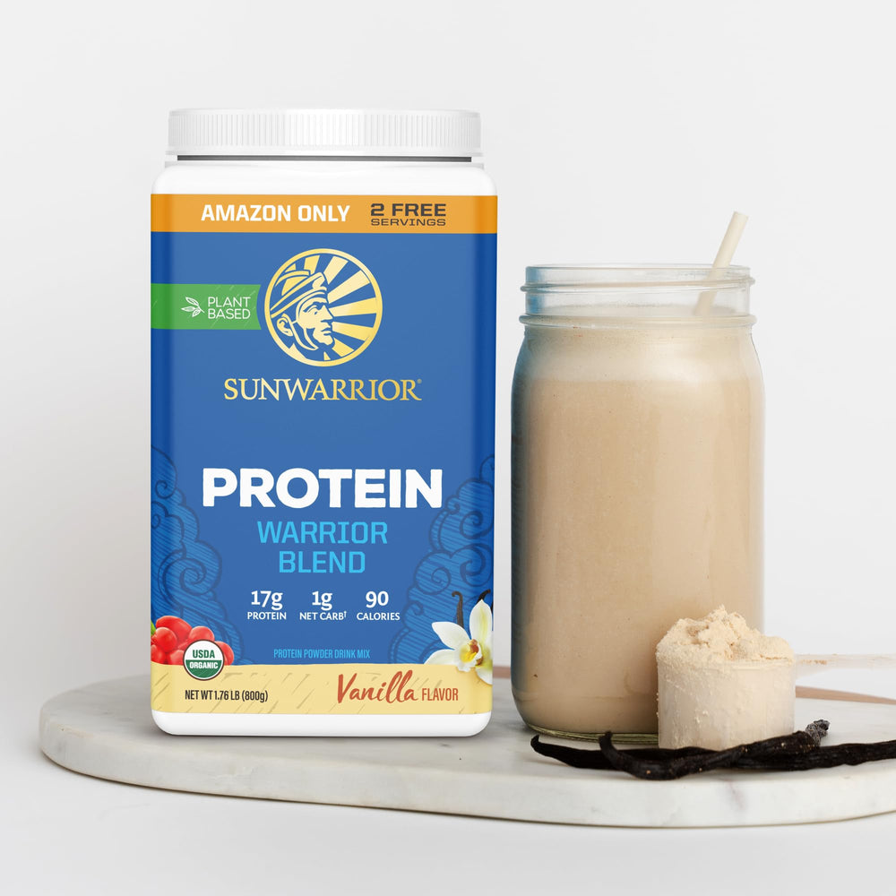 Sunwarrior non-GMO gluten-free label emphasizing clean ingredients