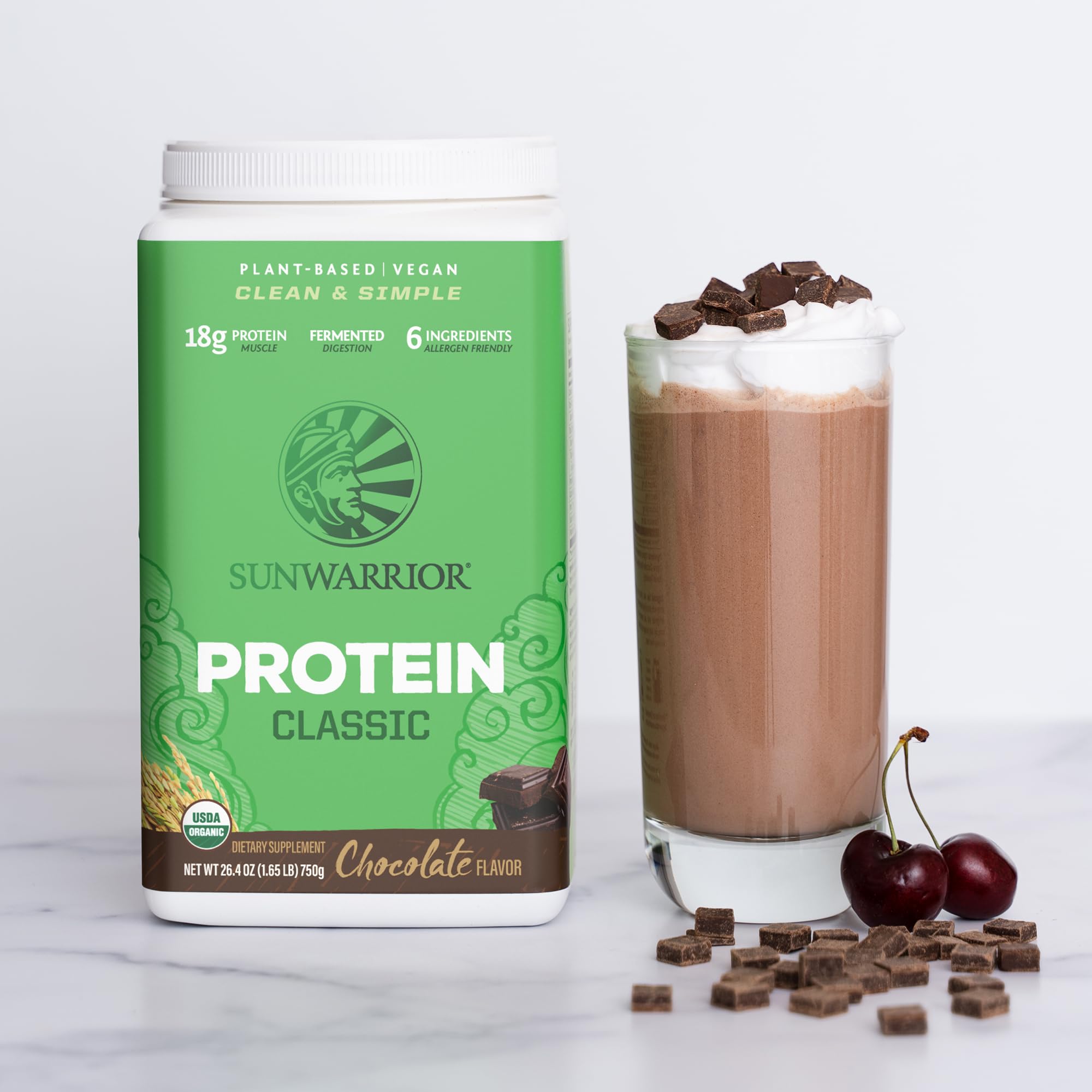 Sunwarrior Organic Brown Rice Protein Chocolate 750g wellness kitchen for clean plant-based fuel.
