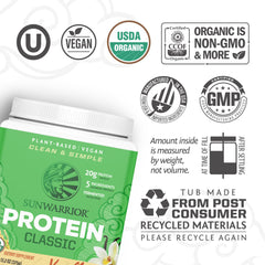 Sunwarrior Organic Classic Vanilla Protein scoop in shake demonstrates easy mixing and smooth texture.
