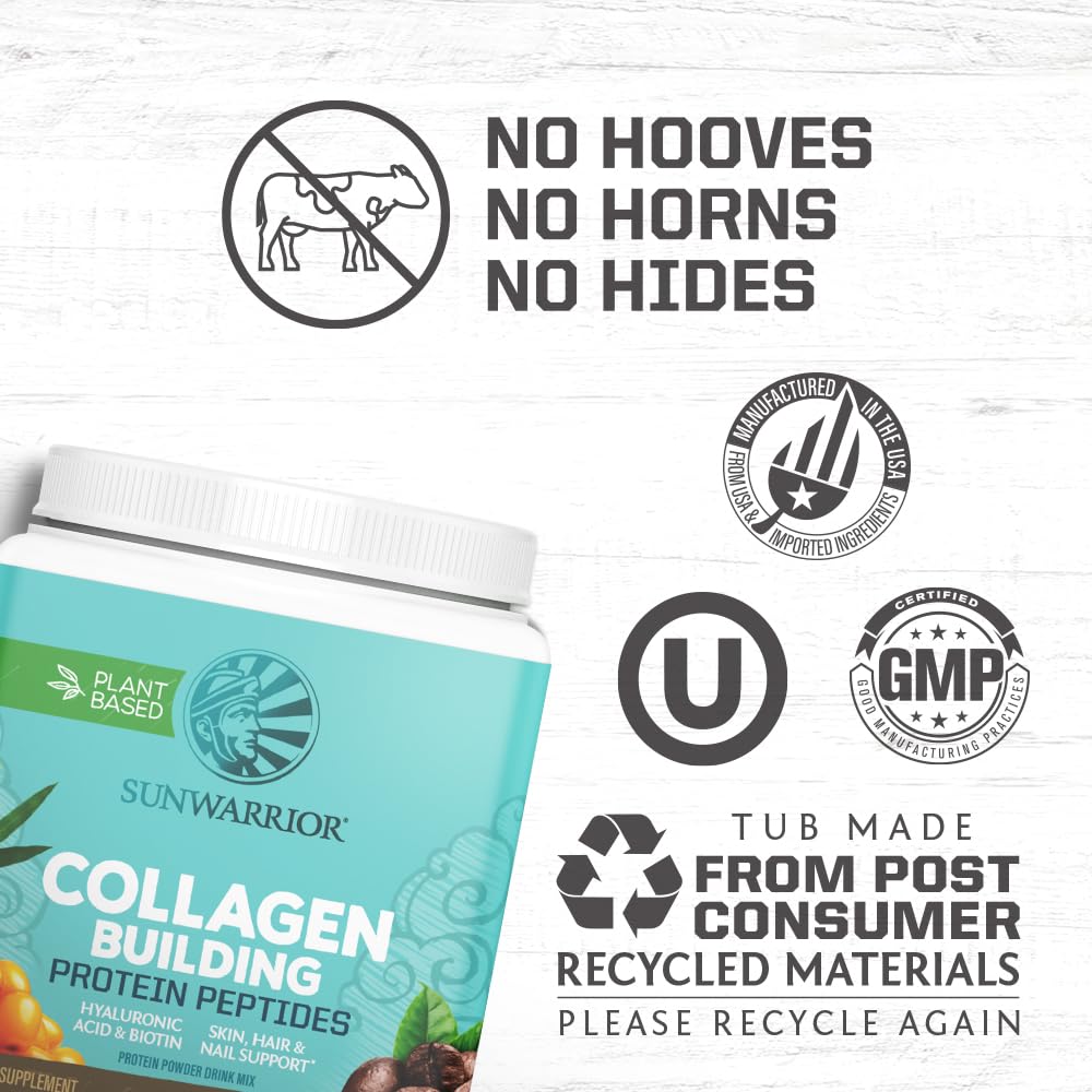 Sunwarrior organic greens plant proteins show a nutrient-rich vegan collagen boost.