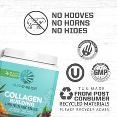 Sunwarrior organic greens plant proteins show a nutrient-rich vegan collagen boost.