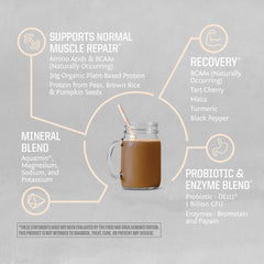 Sunwarrior non-GMO chocolate protein powder bottle close-up on label