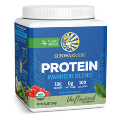 Sunwarrior Organic Plant-Based Protein Powder front tub for post-workout fueling.