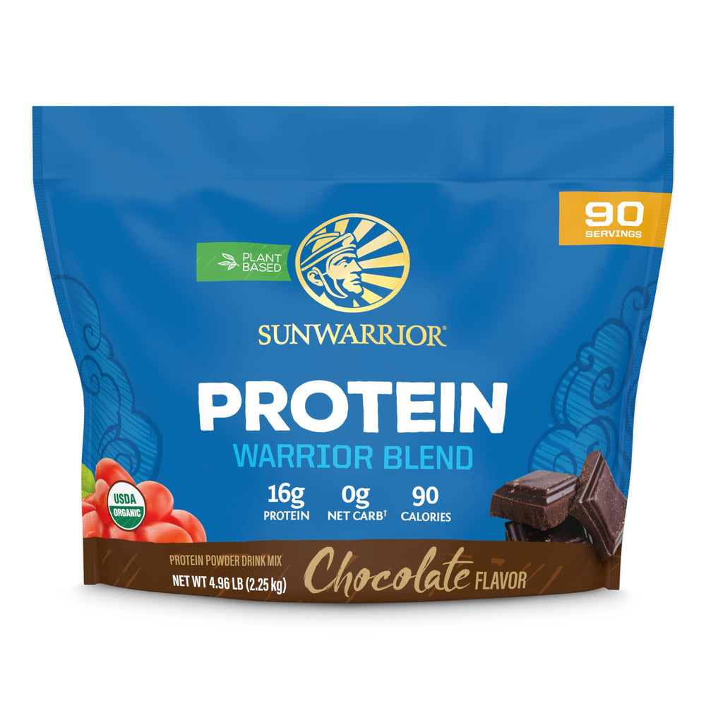 Sunwarrior Organic Protein Chocolate bottle pour for quick post-workout fueling.