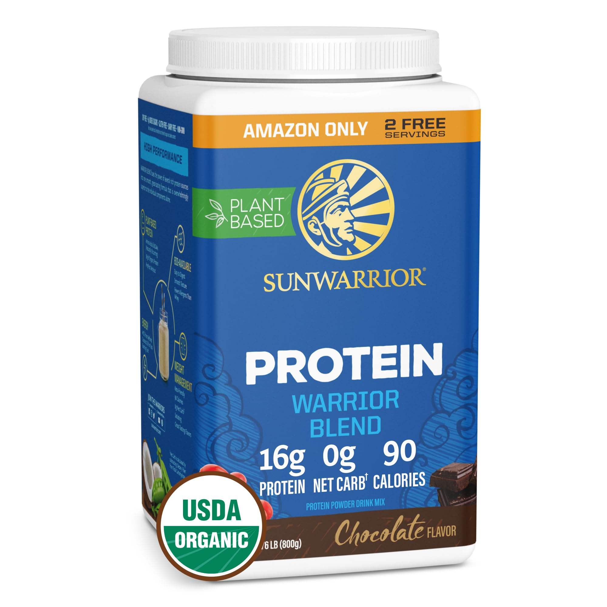 Sunwarrior Organic Chocolate Protein Jar for plant-based fueling