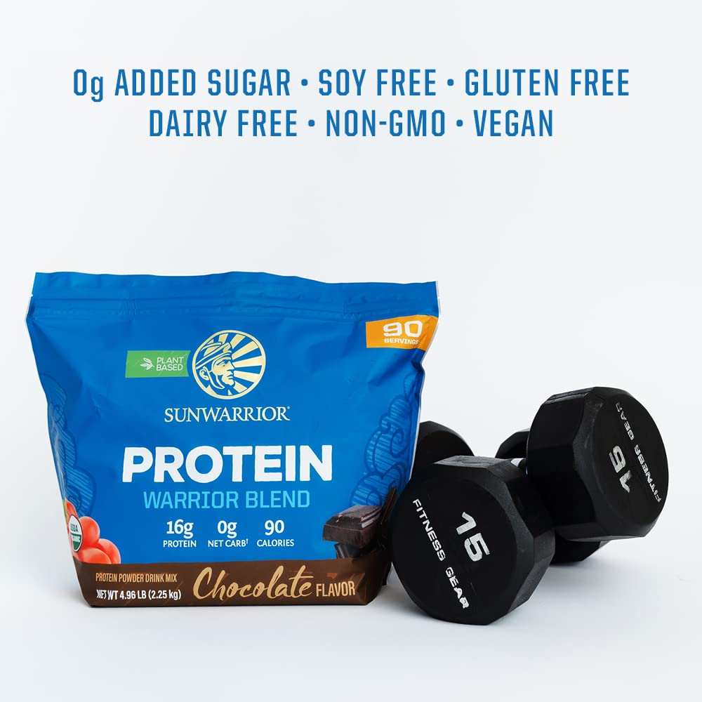 Sunwarrior Organic Protein Chocolate shaker demonstrates a creamy, dairy-free mix.