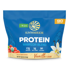 Sunwarrior organic vanilla protein powder in a jar boosts plant-based meals