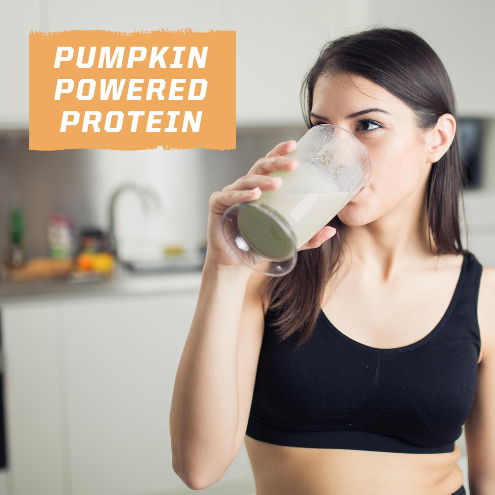 Close-up of Sunwarrior Organic Pumpkin Seed Protein powder highlighting organic single-ingredient quality