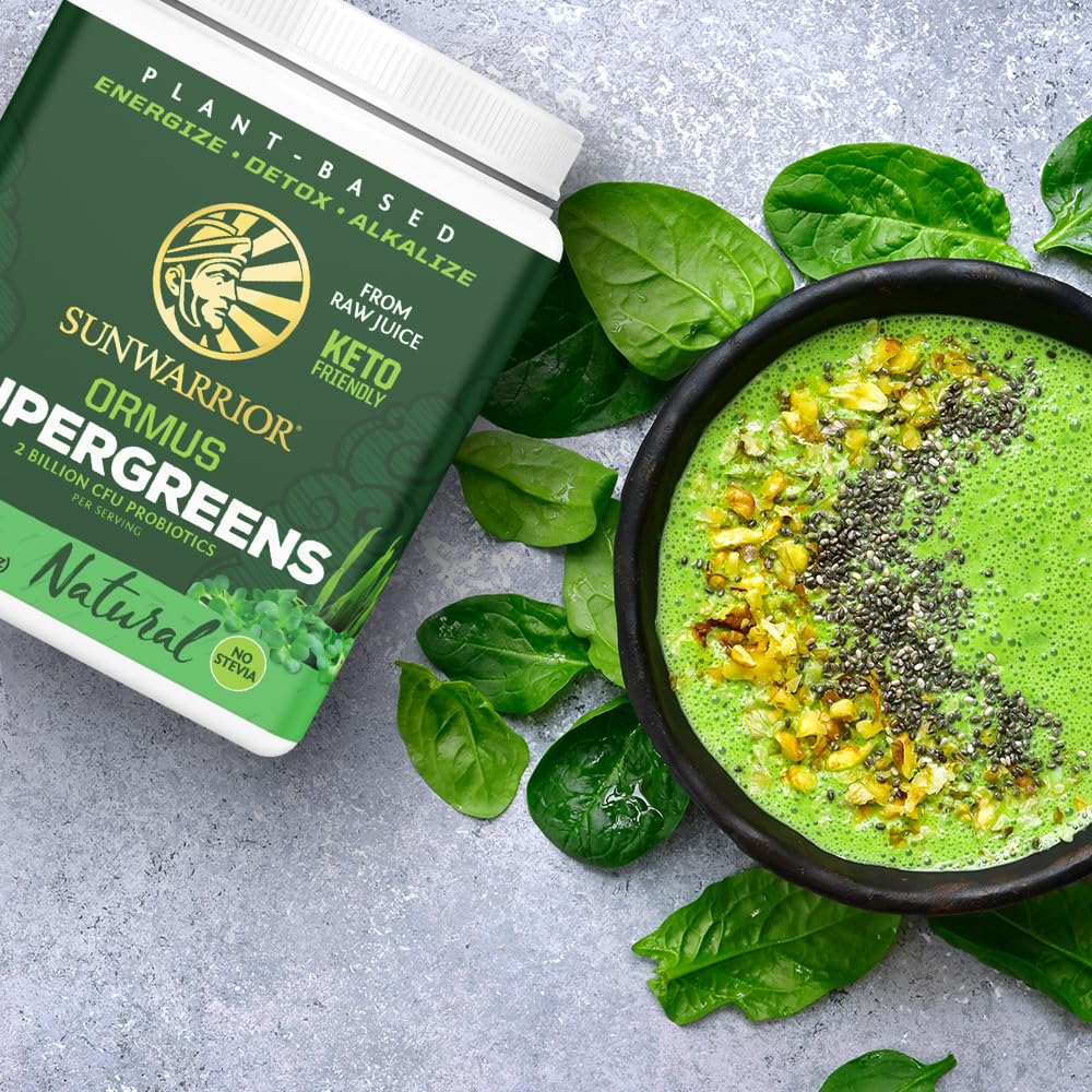Sunwarrior Ormus Supergreens packaging displays sustainable, clean-label branding