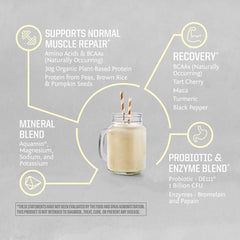 Sunwarrior protein pour over glass with smoothie post-workout option