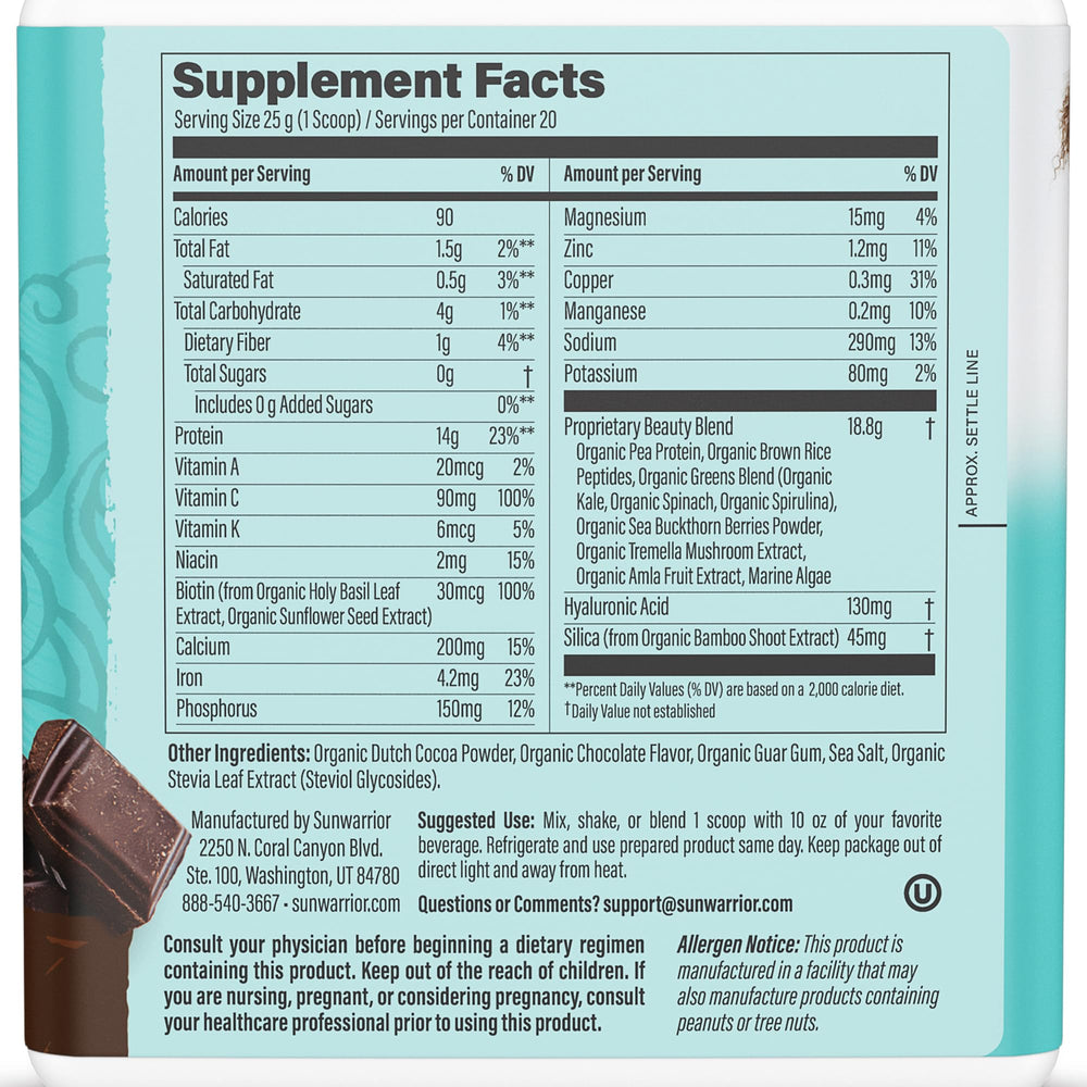 Sunwarrior scoop with powder ready to mix into shakes.