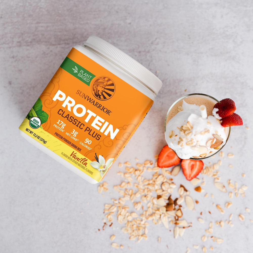 Sunwarrior protein added to a smoothie bowl for energy.