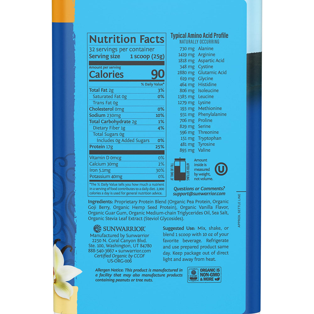 Sunwarrior vanilla protein scoop for convenient workout fuel