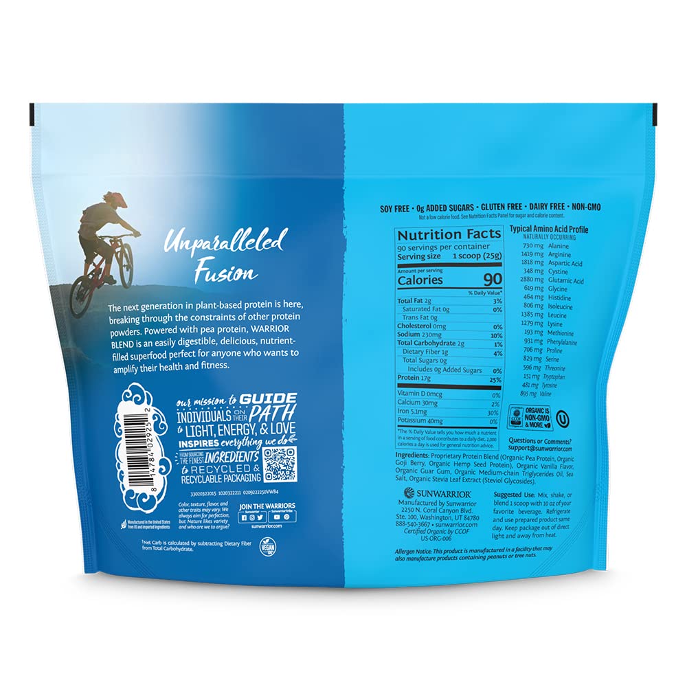 Sunwarrior vanilla protein scoop measures servings for smoothies