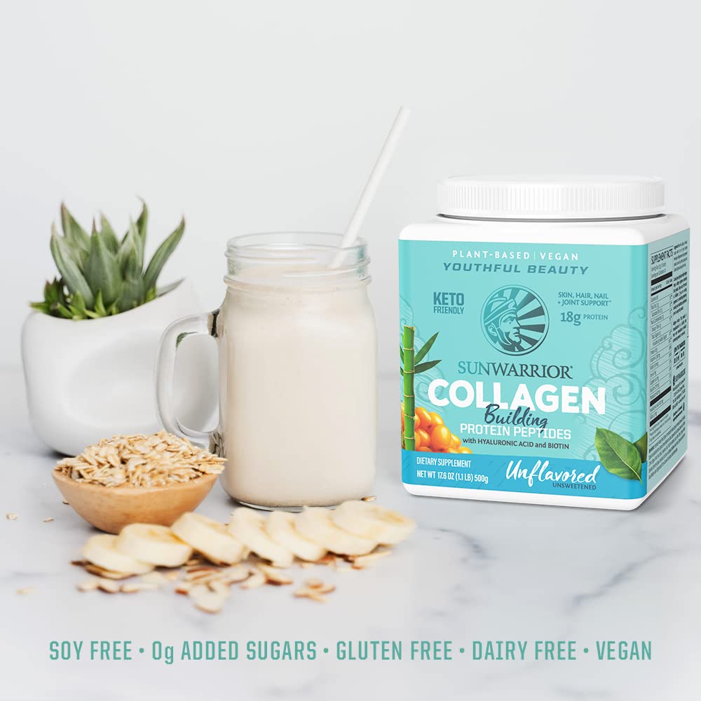 Sunwarrior vegan collagen glass with drink demonstrates versatile consumption