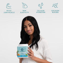 Sunwarrior vegan collagen ingredients label highlights organic greens and plant proteins