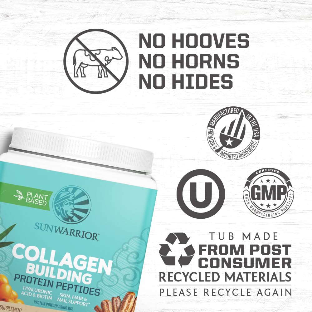 Sunwarrior vegan collagen powder churro texture close‑up shows creamy blend
