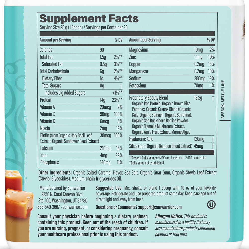 Sunwarrior collagen powder salted caramel blends smoothly in a shaker for daily use